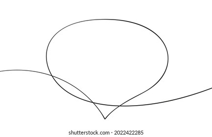 Speech bubble continuous one line drawing, Single line art drawing simple blank comic text box, Vector illustration