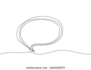 Burbuja de voz dibujo continuo de una línea. Conversación en línea chat nube arte de una sola línea. Ilustración lineal vectorial gráfica