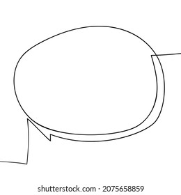 Speech bubble continuous one line drawing cartoon unusual digital handmade, Black and white graphics vector minimalist linear illustration made of single line with place for text