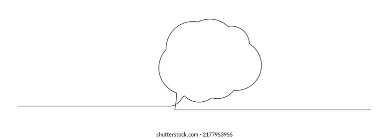 Speech bubble continuous one line drawing. Chat linear symbol. Dialogue sign. Vector illustration isolated on white.