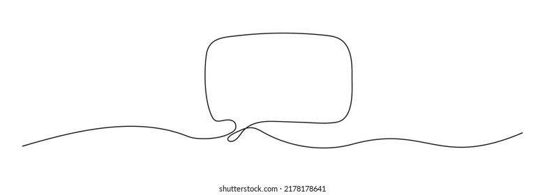 Speech bubble continuous one line drawing. Chat linear symbol. Dialogue sign. Vector illustration isolated on white.