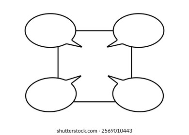 Speech bubble continuous one line drawing with editable stroke