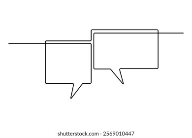 Speech bubble continuous one line drawing with editable stroke