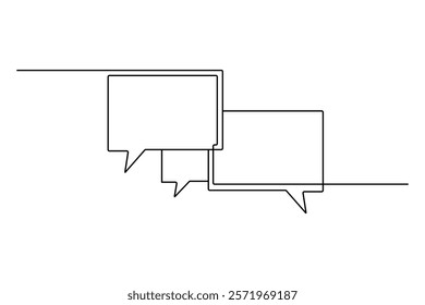 Speech bubble continuous one line art drawing of minimalist outline vector icon