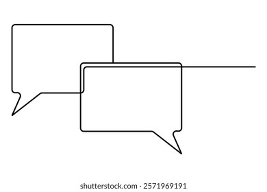 Speech bubble continuous one line art drawing of minimalist outline vector icon