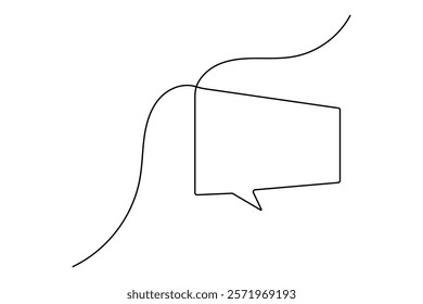 Speech bubble continuous one line art drawing of minimalist outline vector icon