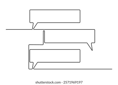 Speech bubble continuous one line art drawing of minimalist outline vector icon