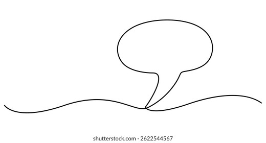 Balão de fala desenho contínuo de uma linha, Ilustração linear minimalista de fala vazia feita de uma única linha, Desenho de uma linha de bolhas de diálogo de conversação. Ícones de bate-papo para quadrinhos, vetor pro.