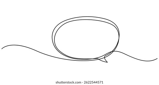 Balão de fala desenho contínuo de uma linha, Ilustração linear minimalista de fala vazia feita de uma única linha, Desenho de uma linha de bolhas de diálogo de conversação. Ícones de bate-papo para quadrinhos, vetor pro.