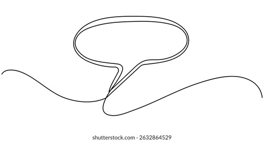 Speech bubble continuous one line drawing, Empty speech minimalist linear illustration made of single line, Continuous line speech bubbles drawing. Simple one line bubble chat icons. Talk bubbles one.
