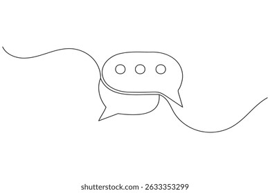 Balão de fala contínua uma linha arte desenho diálogo balão bolha vetor ilustração