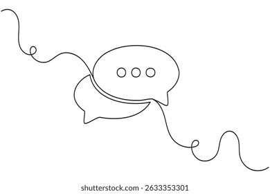 Speech bubble continuous one line art drawing dialogue speech bubble vector illustration