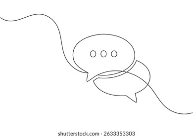 Speech bubble continuous one line art drawing dialogue speech bubble vector illustration