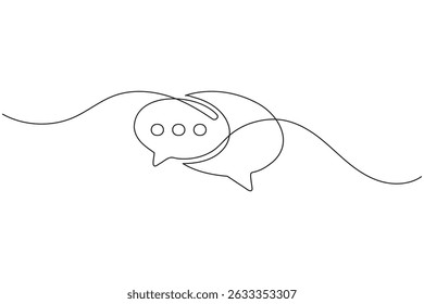 Balão de fala contínua uma linha arte desenho diálogo balão bolha vetor ilustração