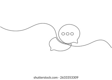 Speech bubble continuous one line art drawing dialogue speech bubble vector illustration
