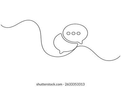 Balão de fala contínua uma linha arte desenho diálogo balão bolha vetor ilustração