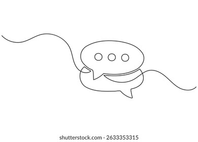 Balão de fala contínua uma linha arte desenho diálogo balão bolha vetor ilustração