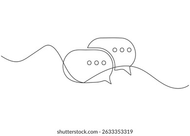 Balão de fala contínua uma linha arte desenho diálogo balão bolha vetor ilustração