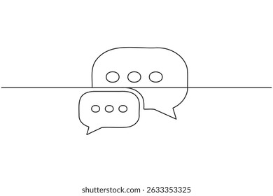 Balão de fala contínua uma linha arte desenho diálogo balão bolha vetor ilustração