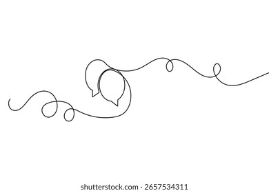 Speech bubble continuous one line drawing and minimalist style isolate outline vector illustration