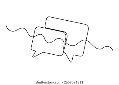 Speech bubble continuous one line drawing in minimalist style isolated on white background illustration