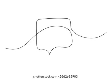 Speech bubble continuous one line drawing and minimalist style isolate outline vector illustration

