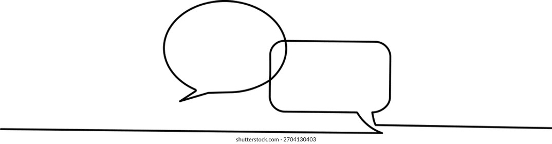 Balão de fala desenho contínuo de uma linha ilustrando diálogo e comunicação vetor arte