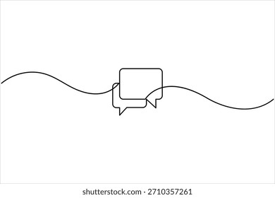 Balão de fala desenho contínuo de uma linha de arte da ilustração linear minimalista de fala vazia, Desenho de uma linha do diálogo de conversação bolhas vetor
