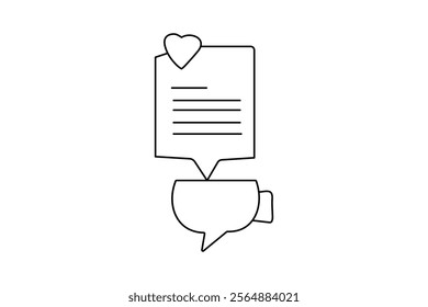 Speech bubble continuous single line art and isolated outline vector design