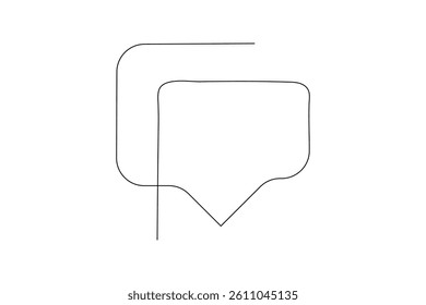 Speech bubble continuous single line drawing of square shape simple outline vector icon