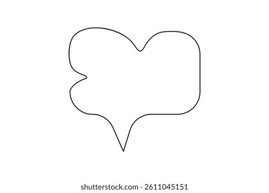 Speech bubble continuous single line drawing of square shape simple outline vector icon