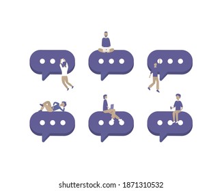 Sprachblase. Gespräch- und Dialogbanner. Vektorgrafik mit Webidee für Telearbeit, Fernarbeit, soziale Medien, Blogging, Business