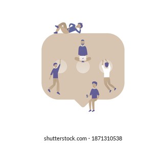 speech Bubble. Conversation and dialogue banner. Vector illustration with Web  idea for telework, remote working, social media, blogging, business