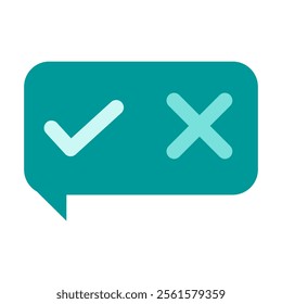 Speech bubble with correct and wrong, yes or no symbol, icon, vector. check mark and X mark.