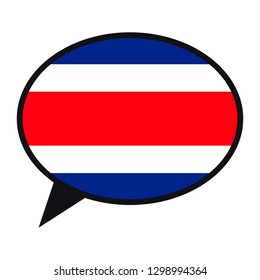 Speech bubble Costa Rica flag on white background. Social communication symbol. Conversation icon, vector element.