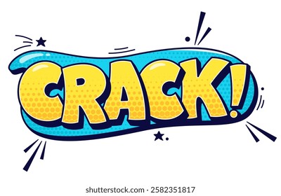 Speech bubble Crack with halftone elements. Vector color cartoon illustration in pop art style.