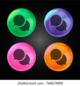 Speech bubble crystal ball design icon in green - blue - pink and orange.