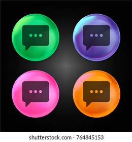 Speech bubble crystal ball design icon in green - blue - pink and orange.