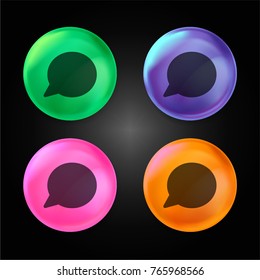 Speech bubble crystal ball design icon in green - blue - pink and orange.