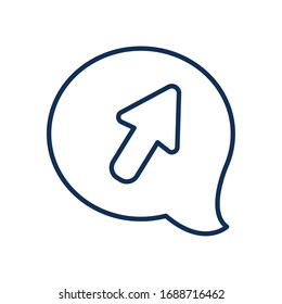 speech bubble with cursor icon over white background, line style, vector illustration