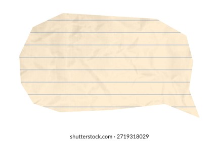 Die aus beigem Vintage-Papier ausgeschnittene Sprechblase ist mit rauen Kanten ausgekleidet. Grunge Dialog Form Aufkleber mit Punktstruktur Moderne Retro-Vektorgrafik auf transparentem Hintergrund