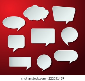 speech bubble cut paper design template on red background. Vector illustration for your business presentation. 