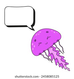 Speech bubble. With a cute cartoon character. Hand drawn. Thinking balloons. Isolated on white background. Vector illustration.