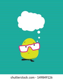 speech bubble with a cute japanese kawaii manga cartoon character