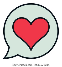 Speech Bubble with Cute Red Heart vector concept colored icon or design element