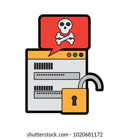 speech bubble danger skull bones error cyber