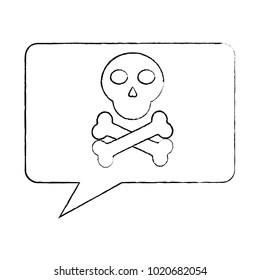 speech bubble danger skull bones error cyber