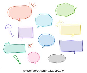 Speech bubble and decoration set  (colorful Pen drawing)