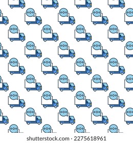 Speech Bubble and Delivery Truck vector Chat with Driver concept colored seamless pattern