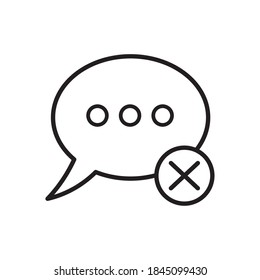 burbuja de voz con diseño de ilustración vectorial con estilo de línea de símbolo denegado